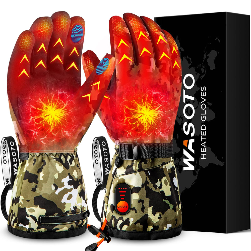 Wasoto heated gloves back view showing full-hand warmth for outdoor activities.