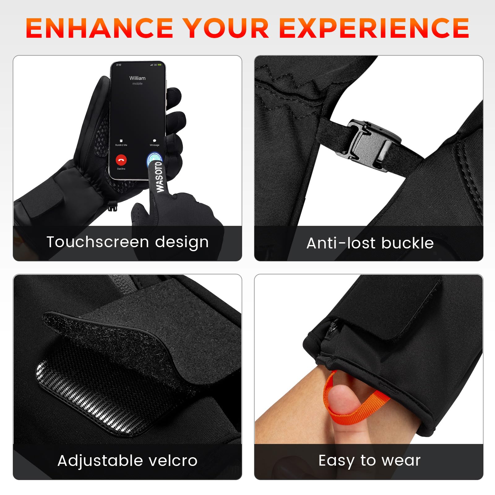 Wasoto heated gloves non-slip palm grip for secure handling of gear.
