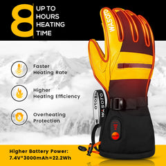 WASOTO heated gloves palm detail showing reinforced anti-slip leather grip