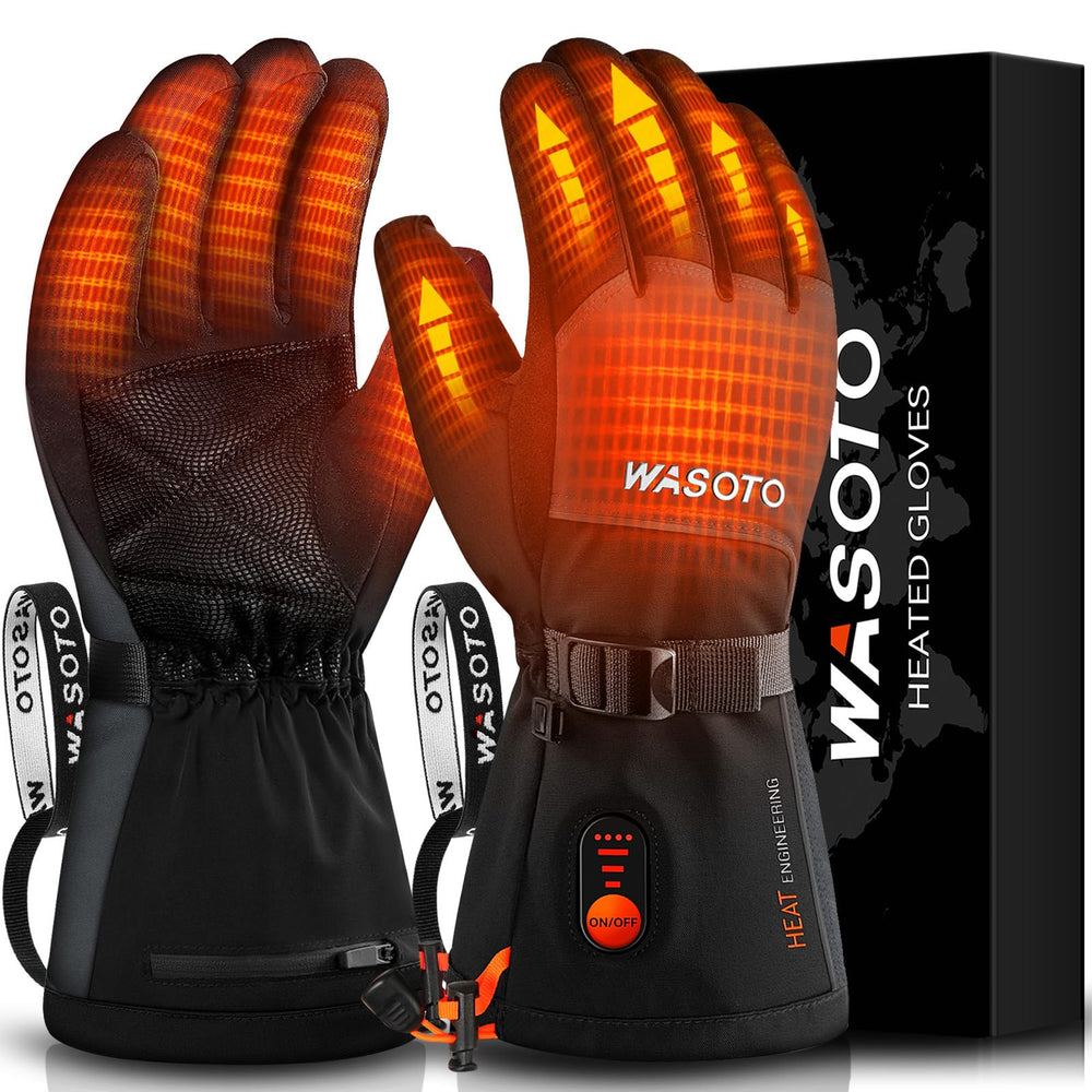 Wasoto heated gloves waterproof back panel keeps hands dry during snow and rain.
