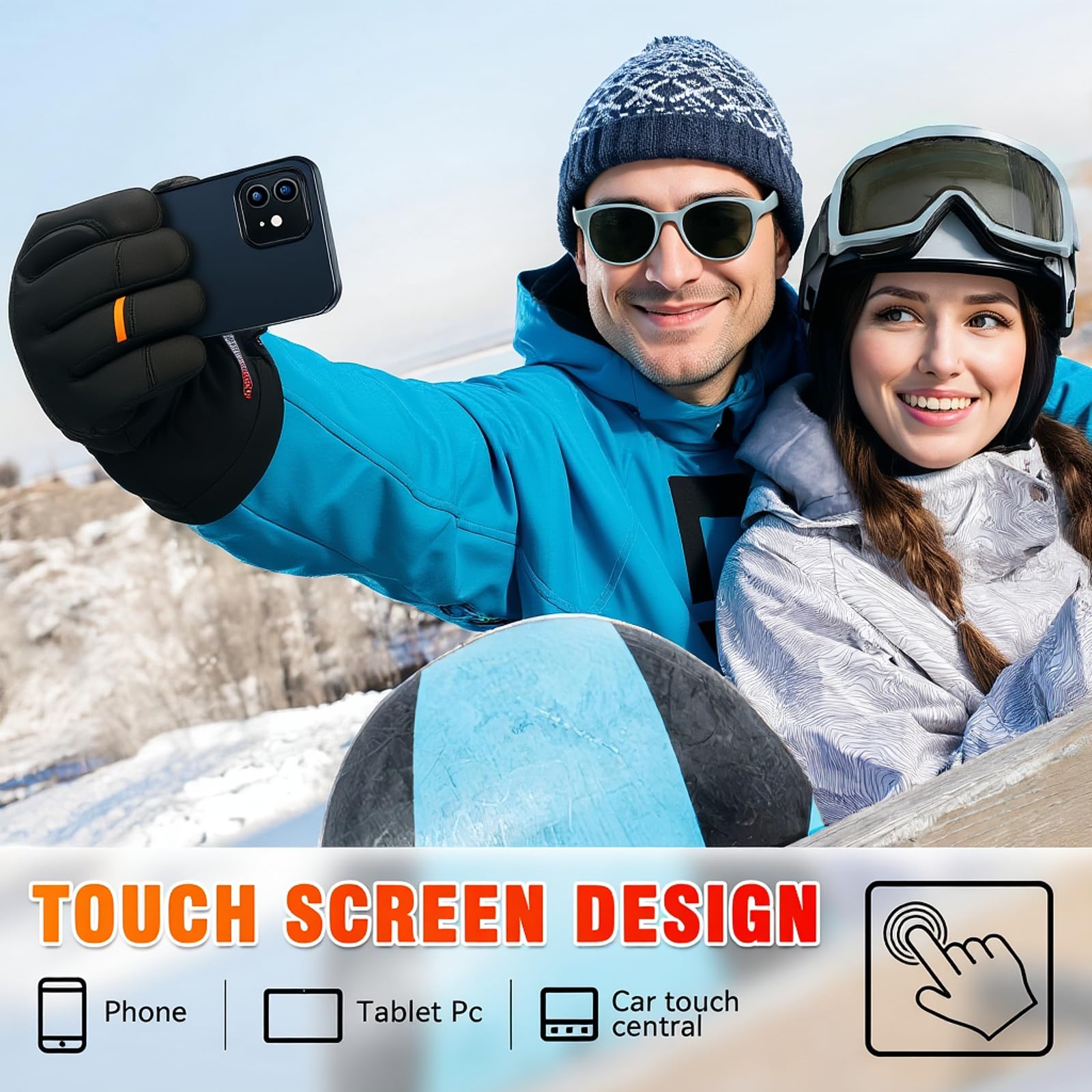 WASOTO heated gloves include windproof wrist adjustments for a secure fit.