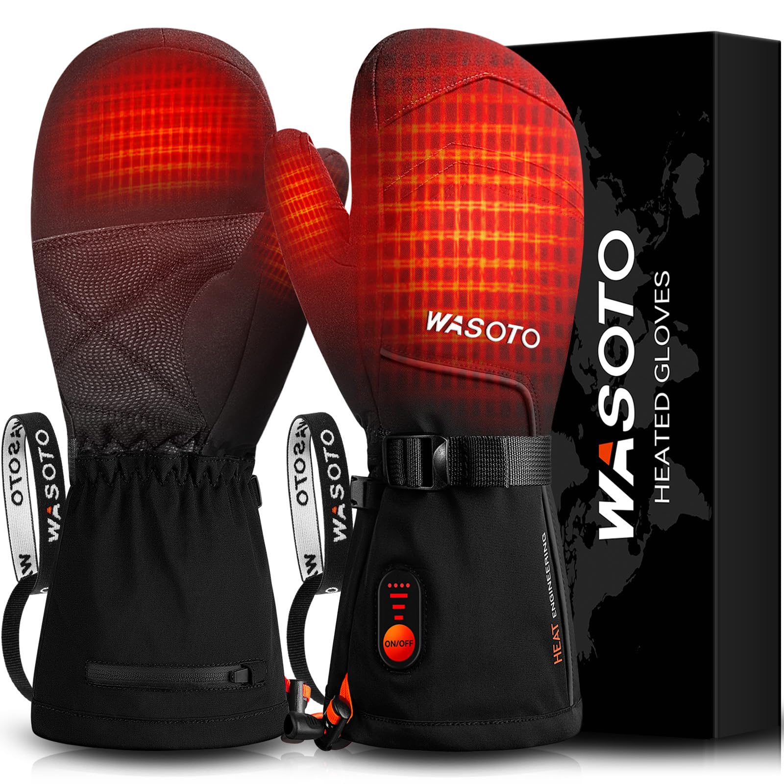 WASOTO heated mittens back view showing full-hand warmth for cold outdoor winters