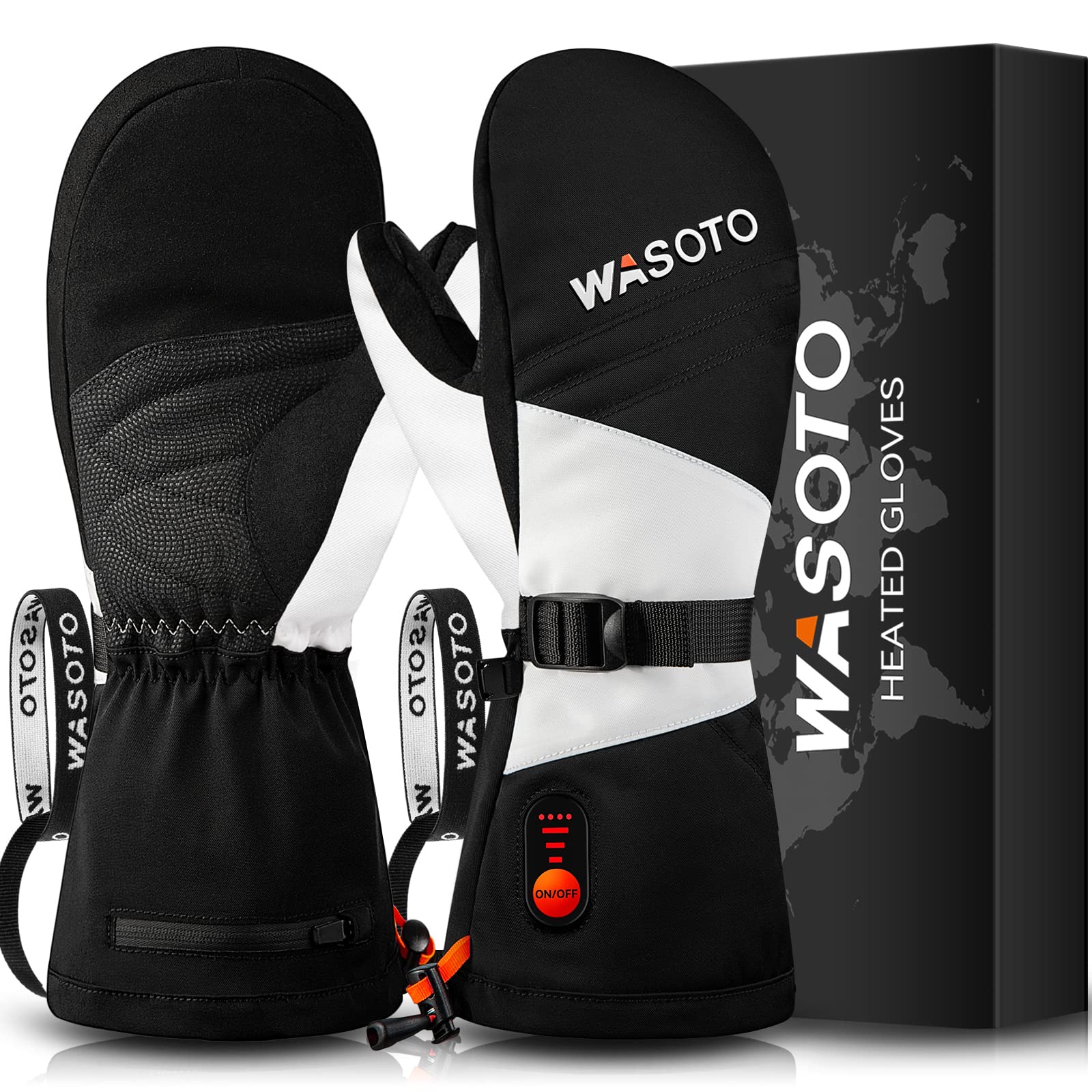 WASOTO heated mittens exterior view showing rugged build for cold-weather comfort