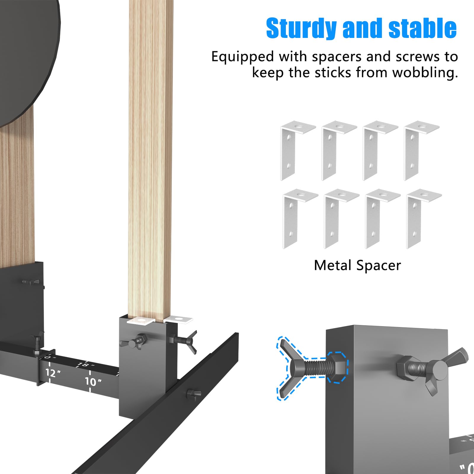 Wasoyun range-ready stand with sandbags and nails for indoor and outdoor use.