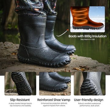 wasserflux chest waders 800g insulated boots keep feet warm on slick surfaces