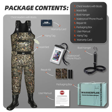wasserflux chest waders essentials kit with phone pouch and patches