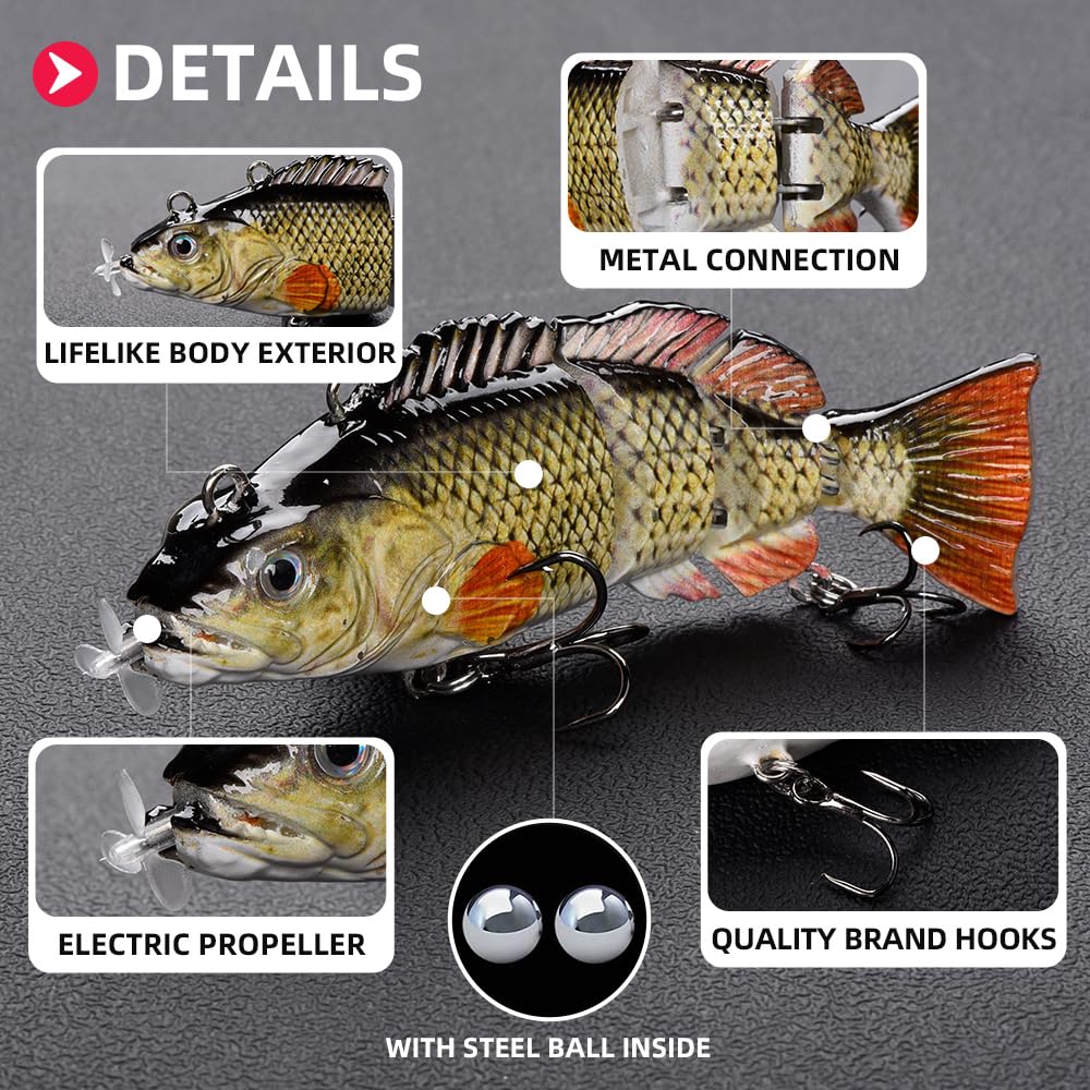 Watalure robotic swimming lure with LED light indicator for day and night