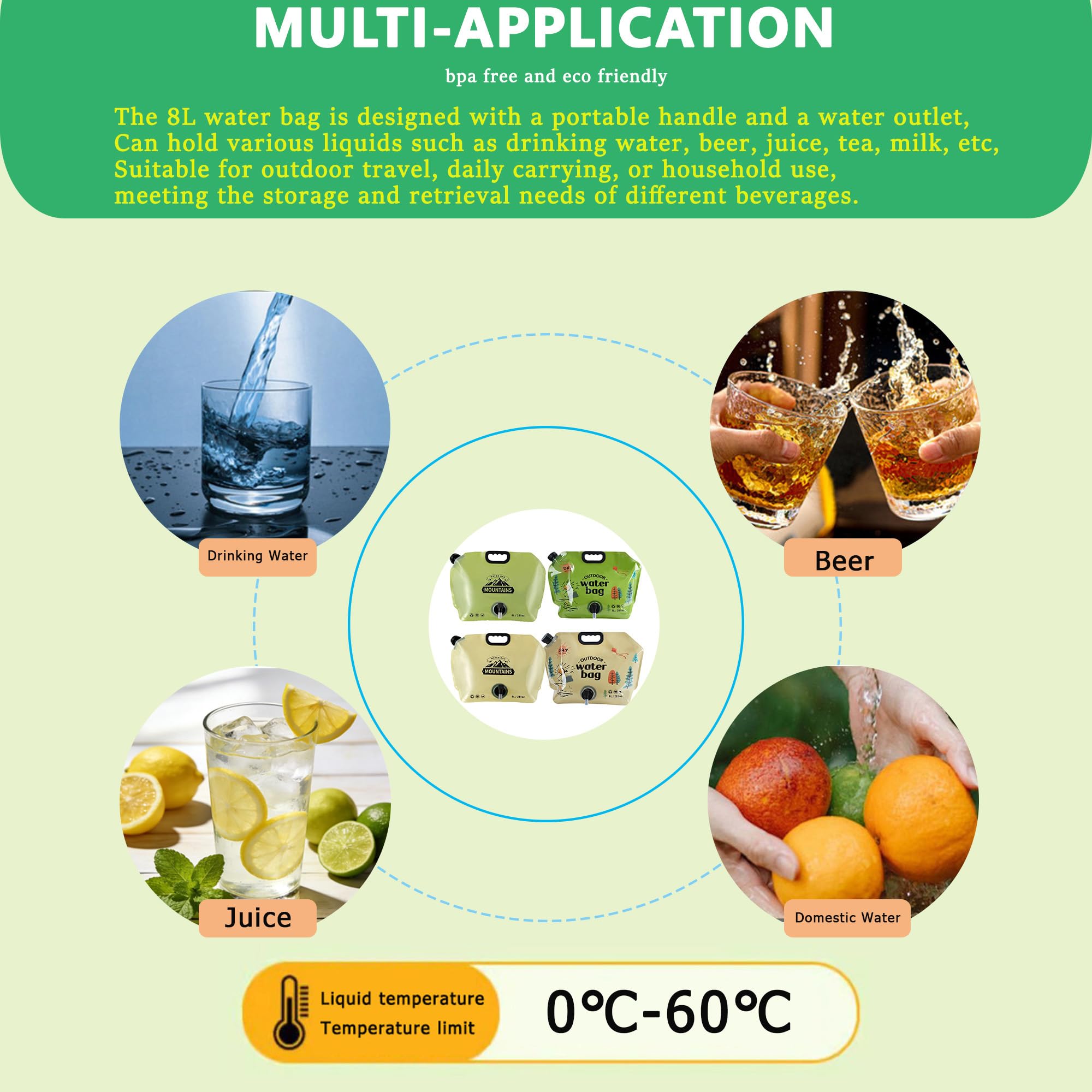 Water bag BPA-free odorless material for safe beverage storage