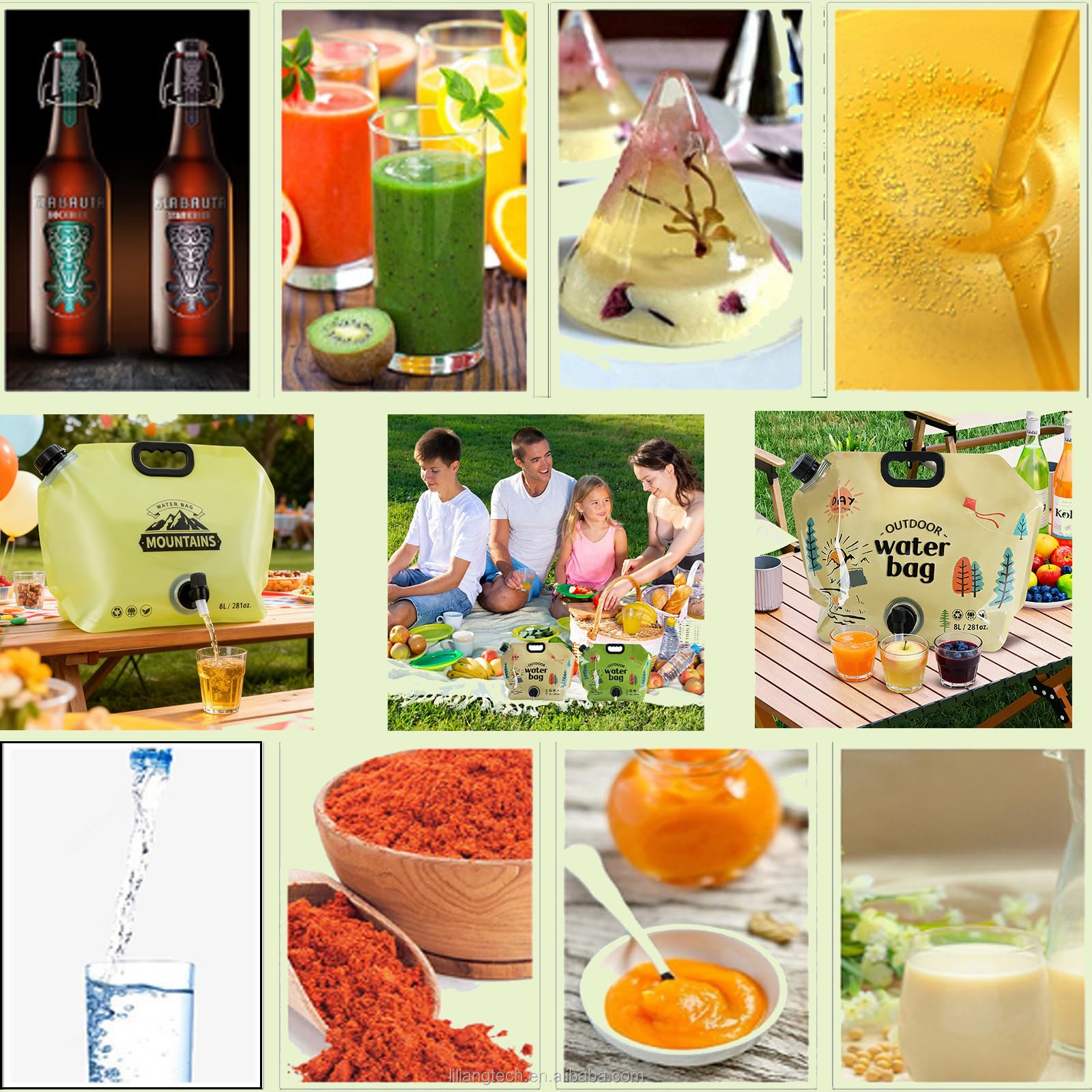 Water bag food-grade plastic ensures clean taste for travel use