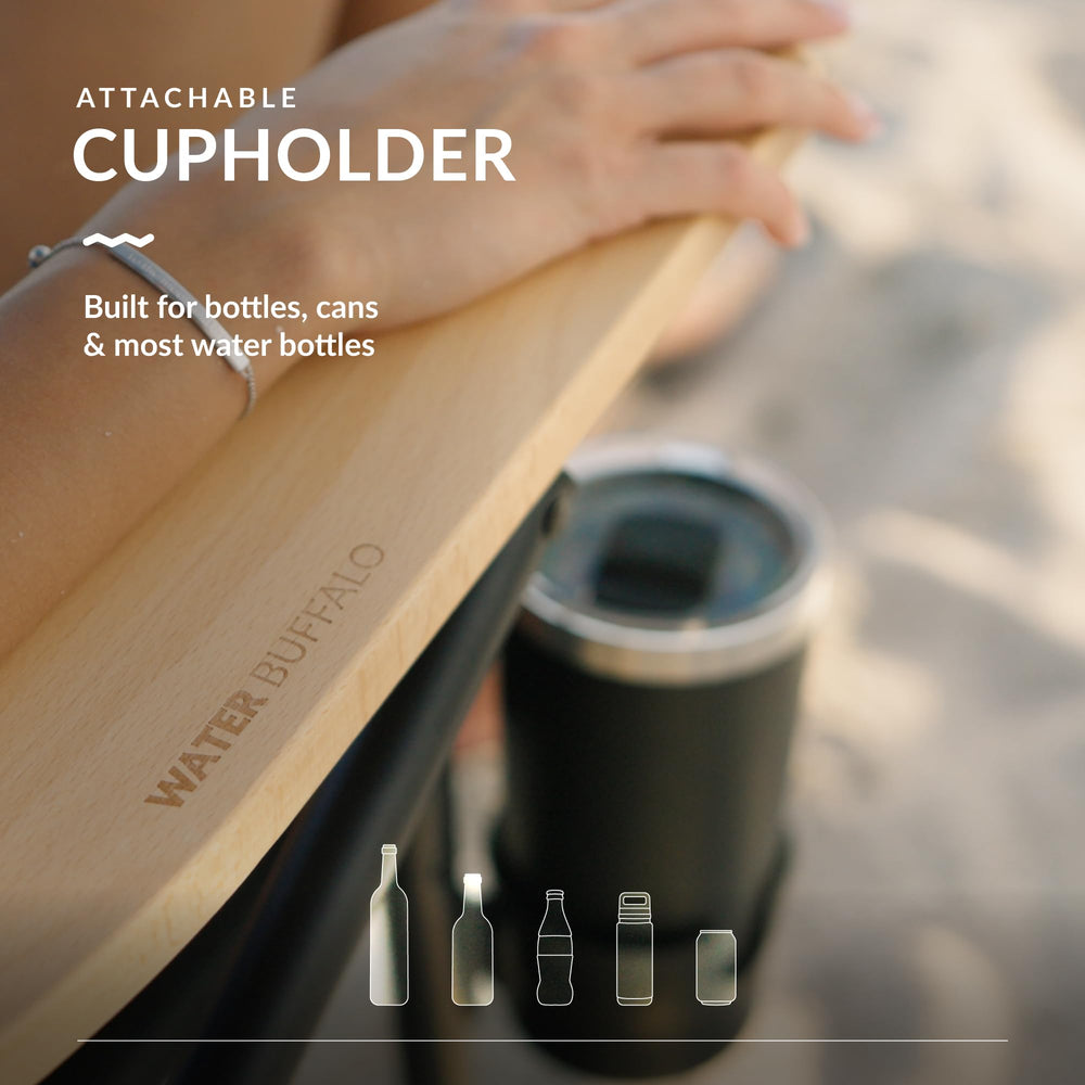 Water Buffalo Bondi Beach Chair cup holder keeps beverages within reach.