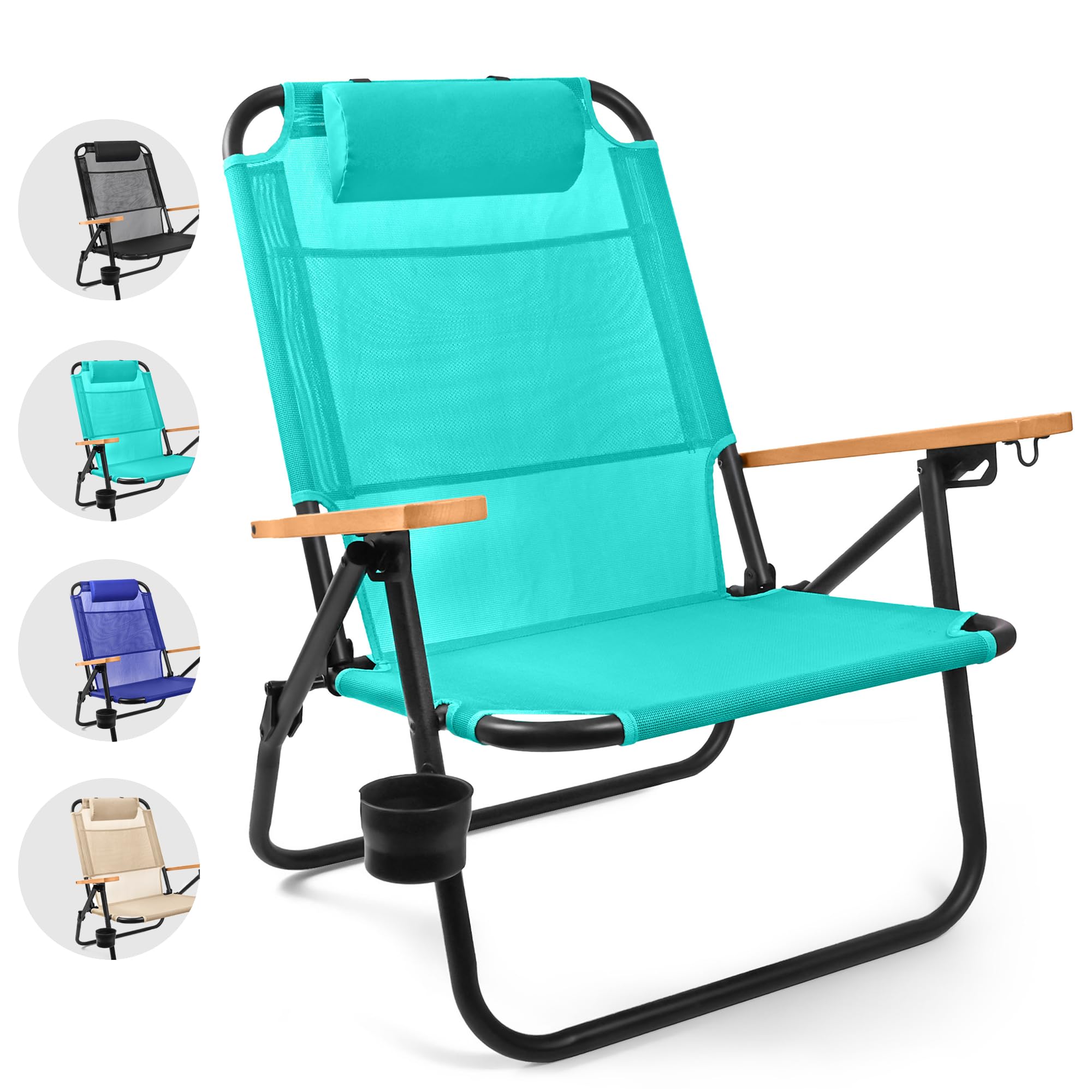 Water Buffalo Bondi Beach Chair folded in backpack mode for hands-free transport.