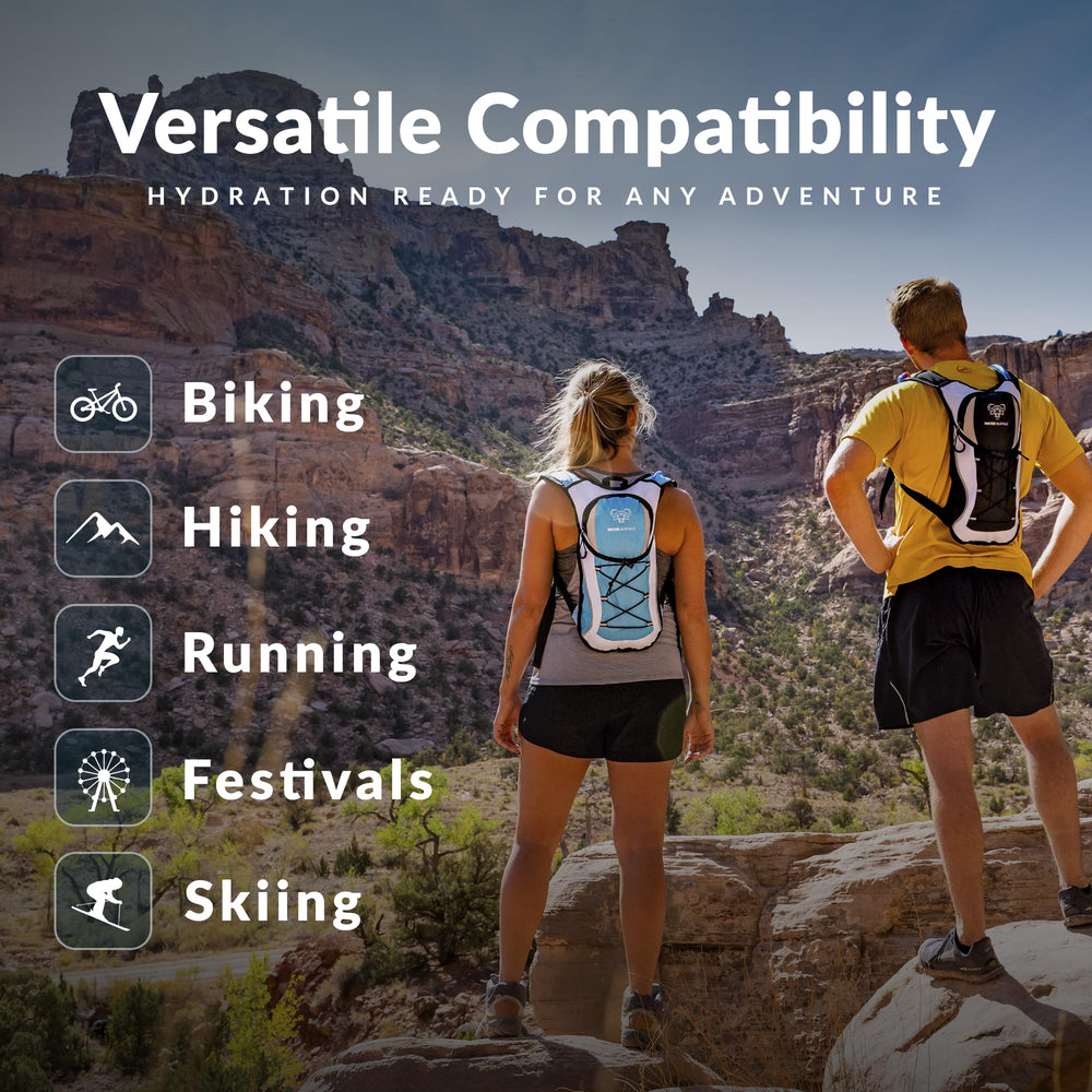Water Buffalo Oasis hydration bladder worn in backpack demonstrates comfortable hands-free hydration during hikes