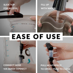 Water Buffalo Oasis hydration bladder insulated hose helps keep water cool in heat and ready for workouts