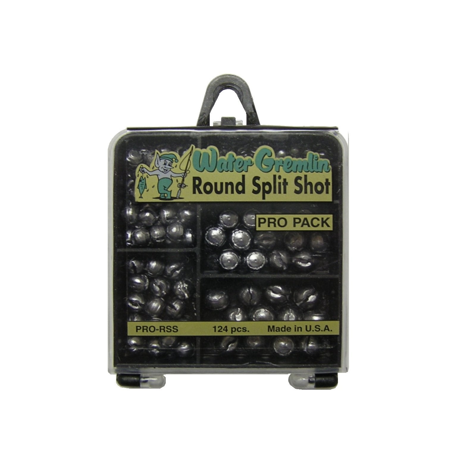 Water Gremlin PRO-RSS round-split-shot, 124-piece set for precise line control on rigs.