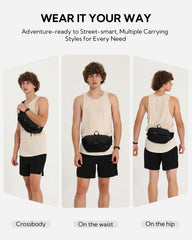 Waterfly 3L large fanny pack RFID pocket secures cards against theft.