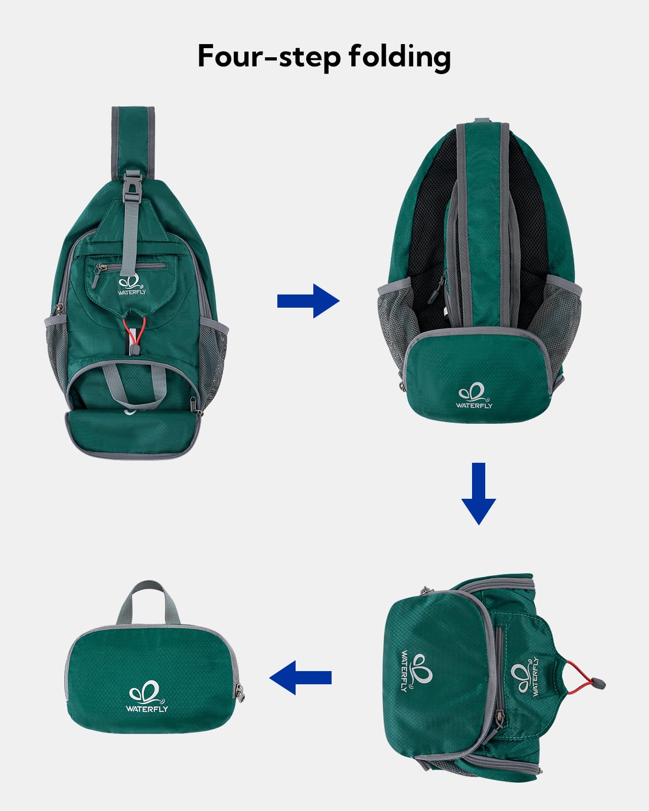 WATERFLY adjustable strap shows left-right wear option for convenience.