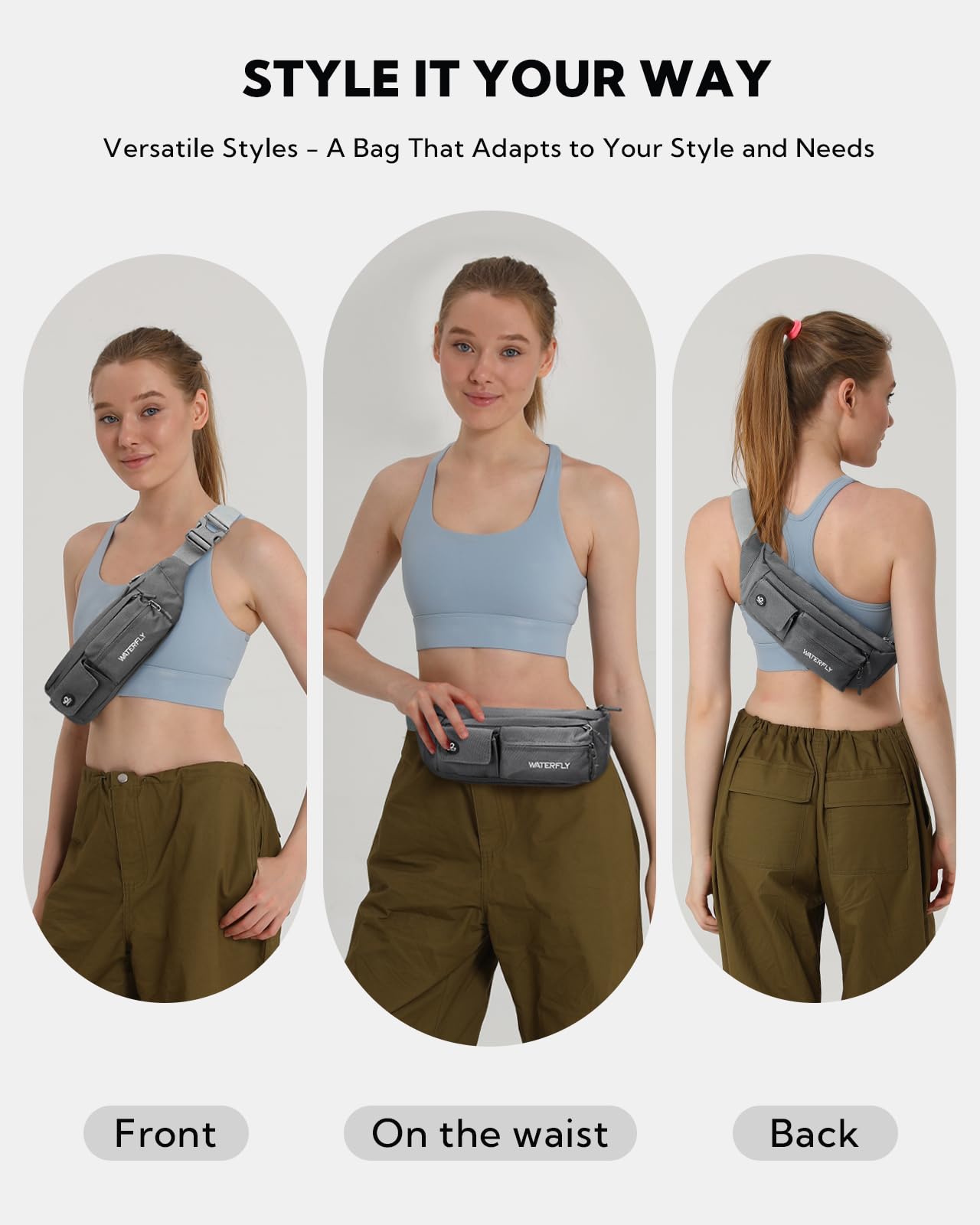 Waterfly adjustable waist belt from 35 to 51 inches for a secure, comfortable fit.