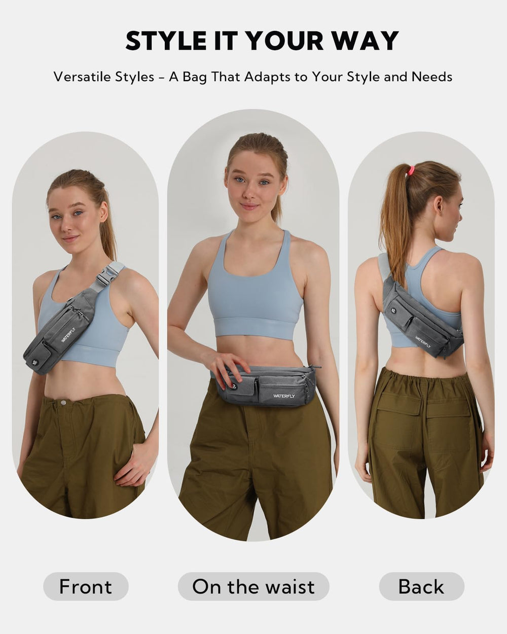 Waterfly adjustable waist belt from 35 to 51 inches for a secure, comfortable fit.