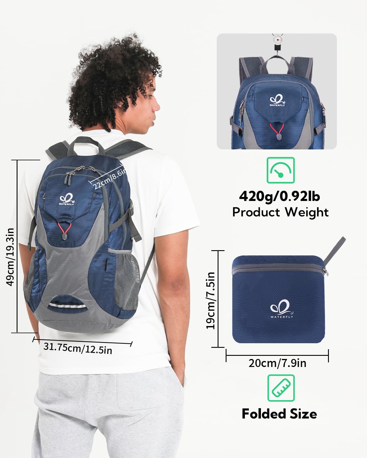 Waterfly backpack breathable shoulder straps provide comfortable all-day wear.