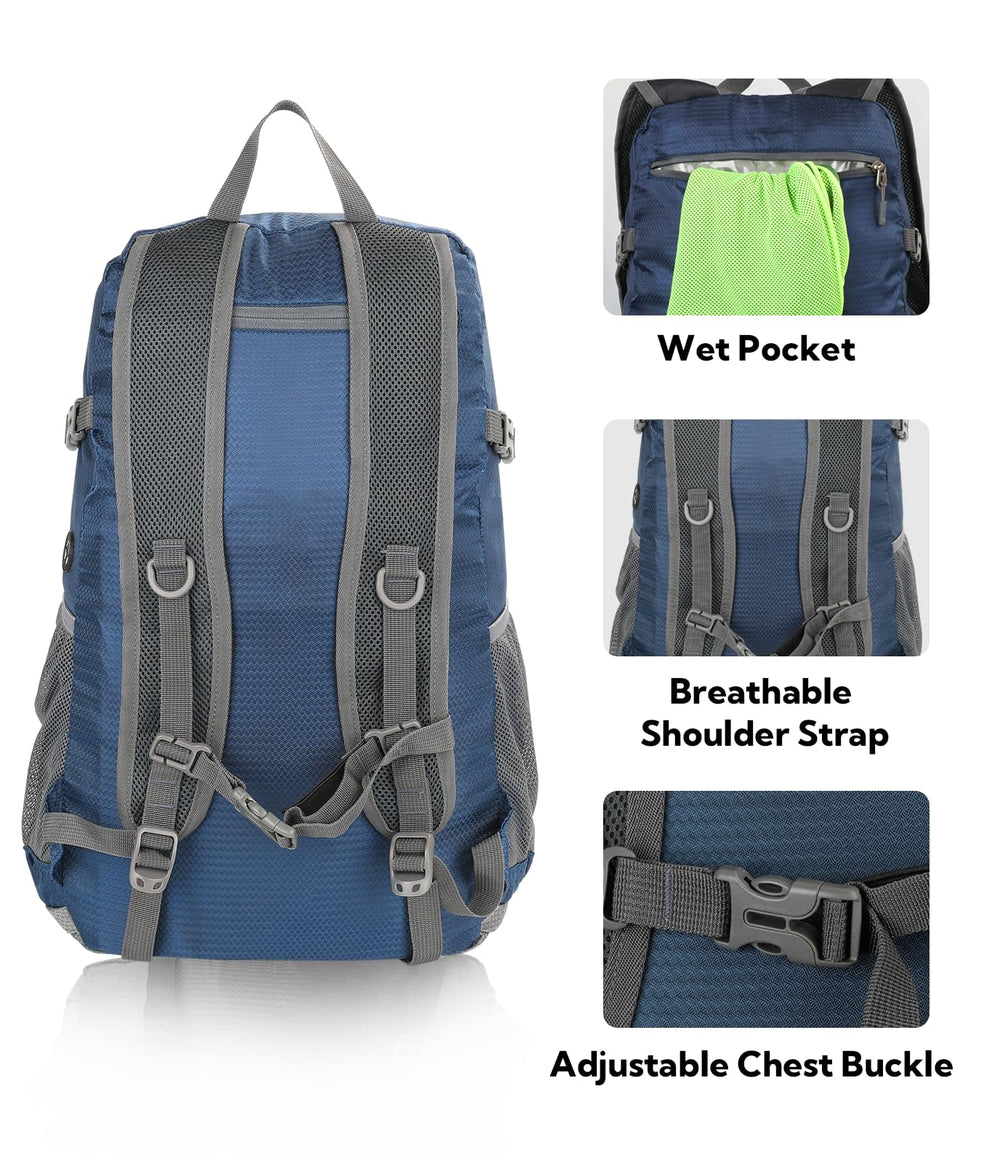 Waterfly 30L capacity with multiple compartments for organized gear.
