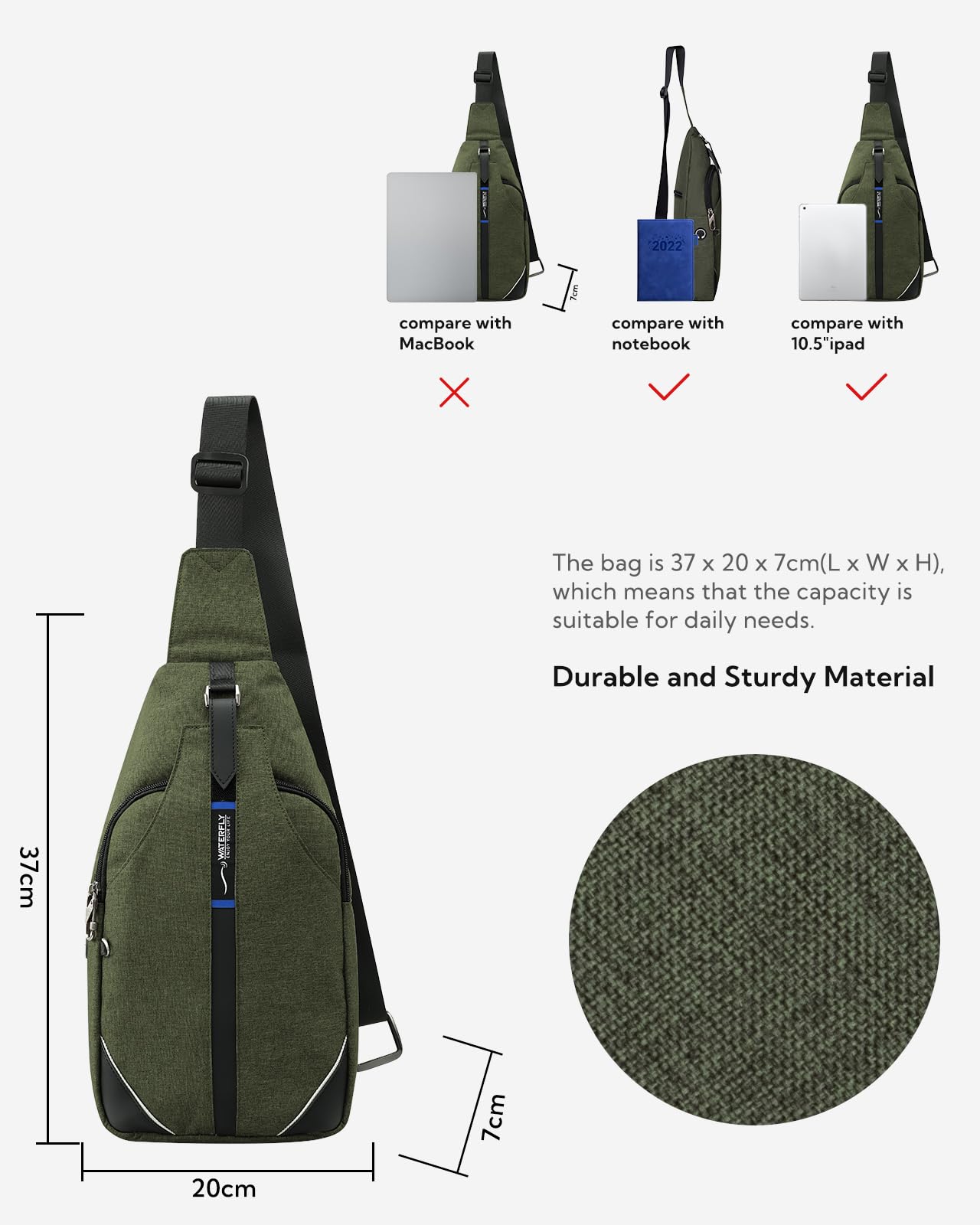 WATERFLY cotton linen material provides lightweight breathability.