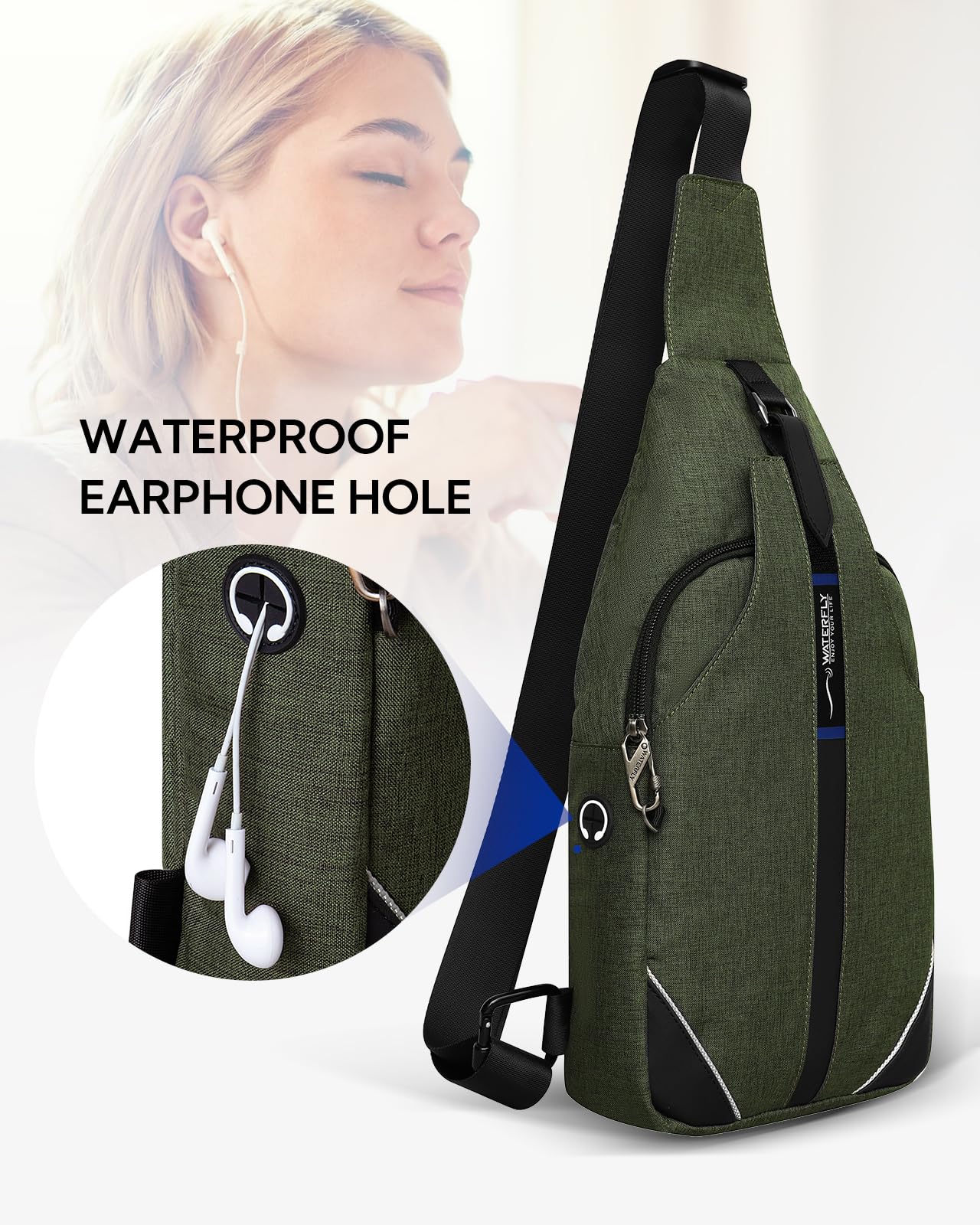 WATERFLY daily use sling worn during outings for hands free convenience.