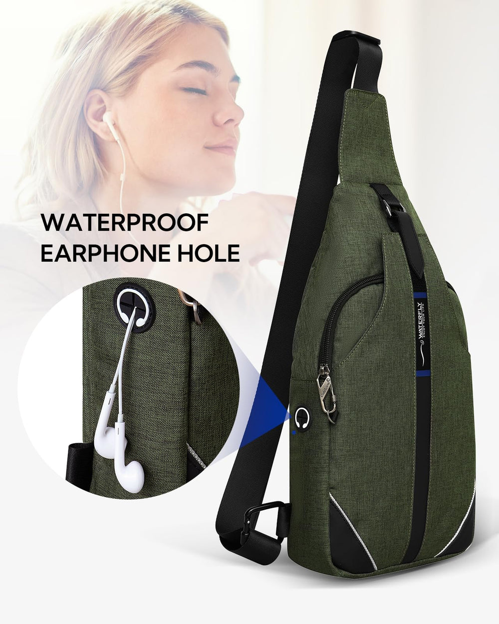 WATERFLY daily use sling worn during outings for hands free convenience.