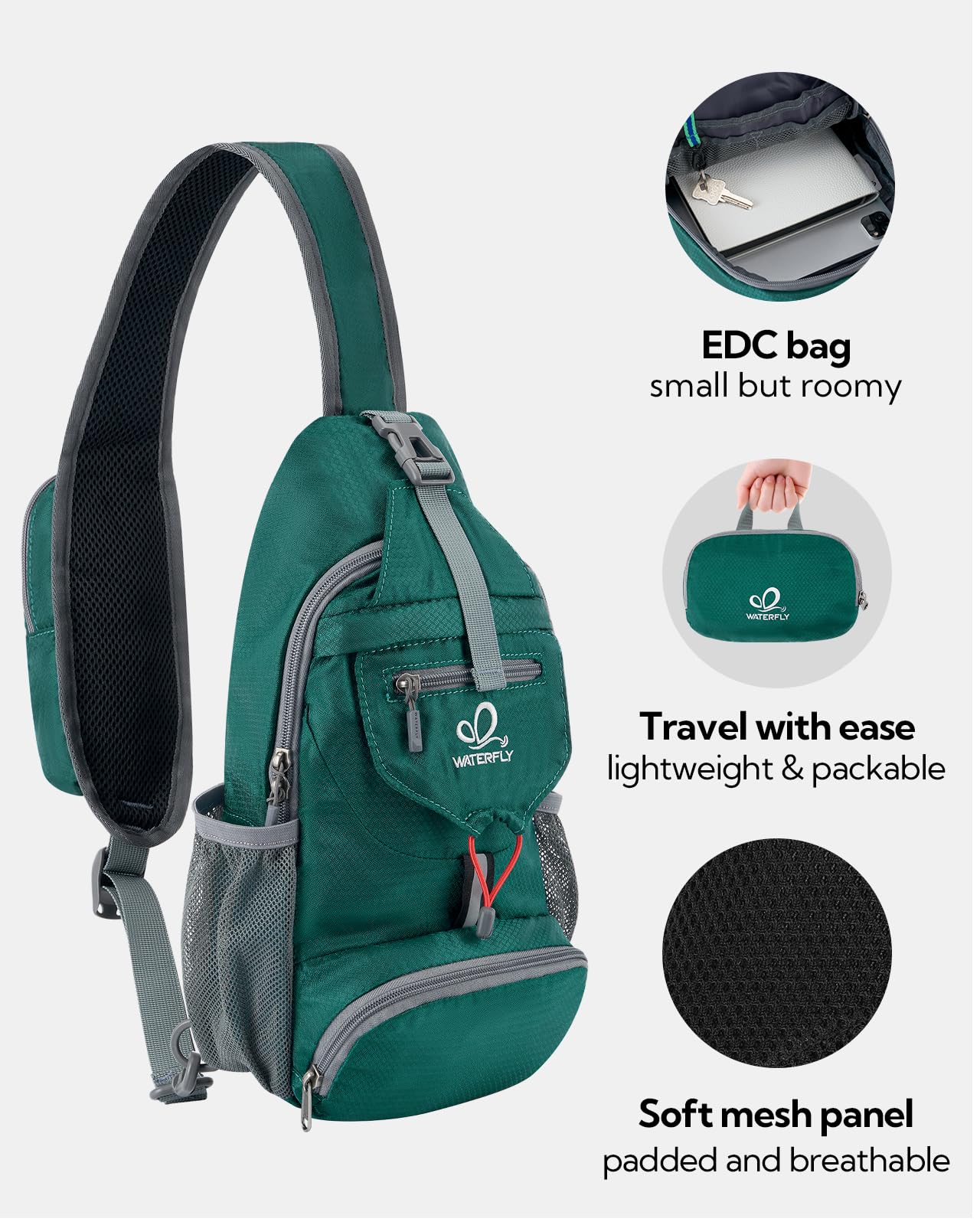 WATERFLY expanded size 14-6x7-8x3-5 inches offers ample space.