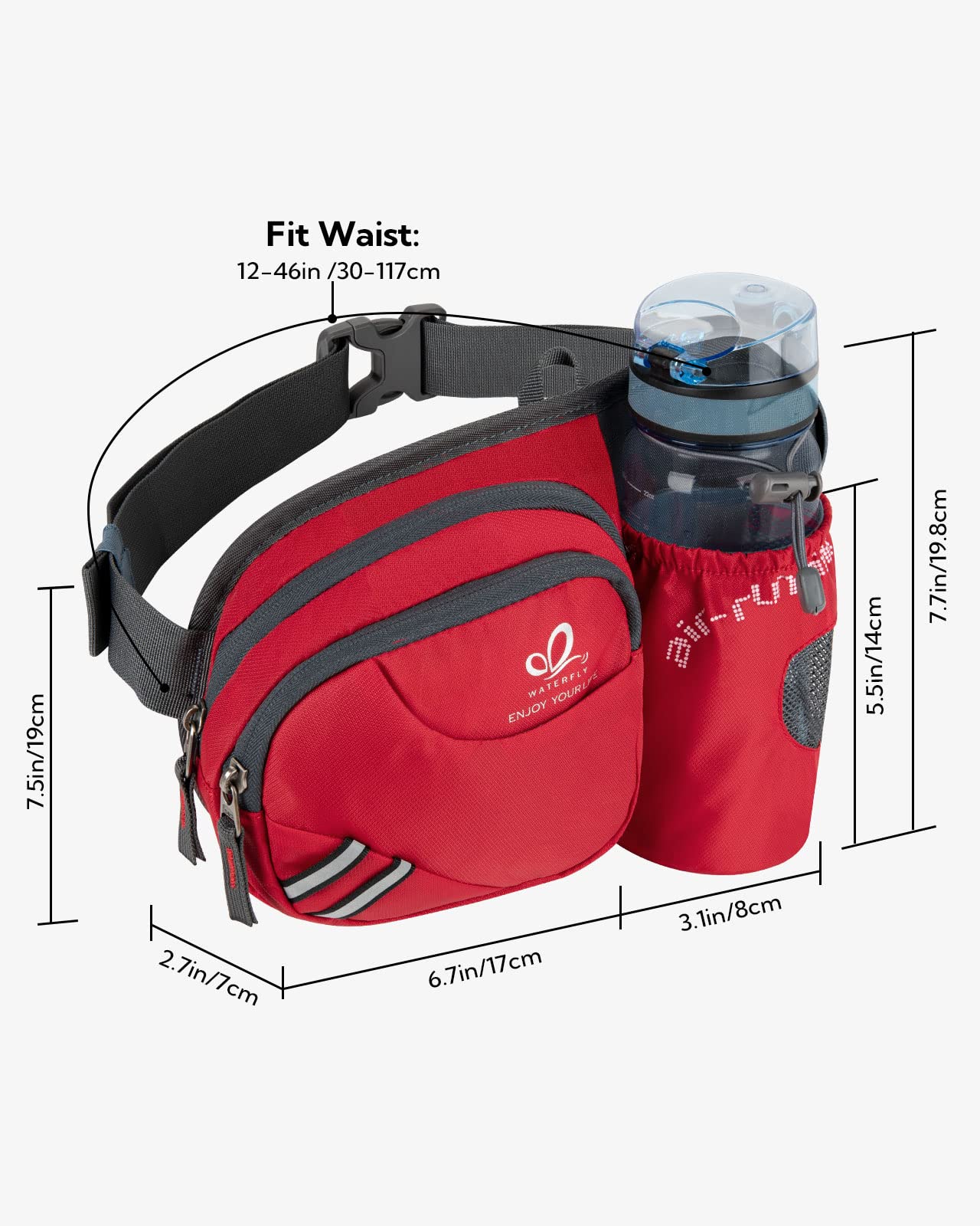 Waterfly fanny-pack adjustable waist belt offers a customizable, comfortable fit.