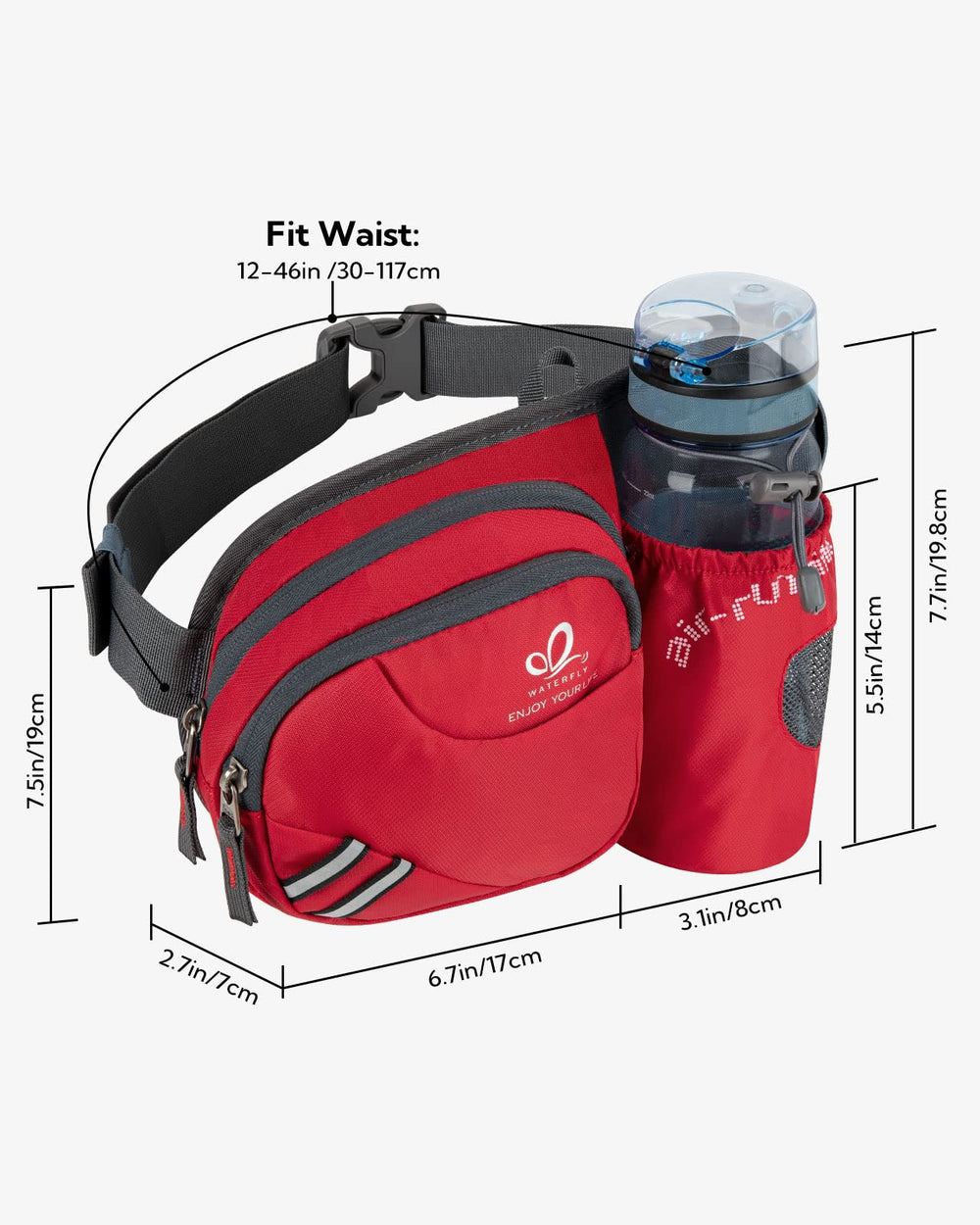 Waterfly fanny-pack adjustable waist belt offers a customizable, comfortable fit.