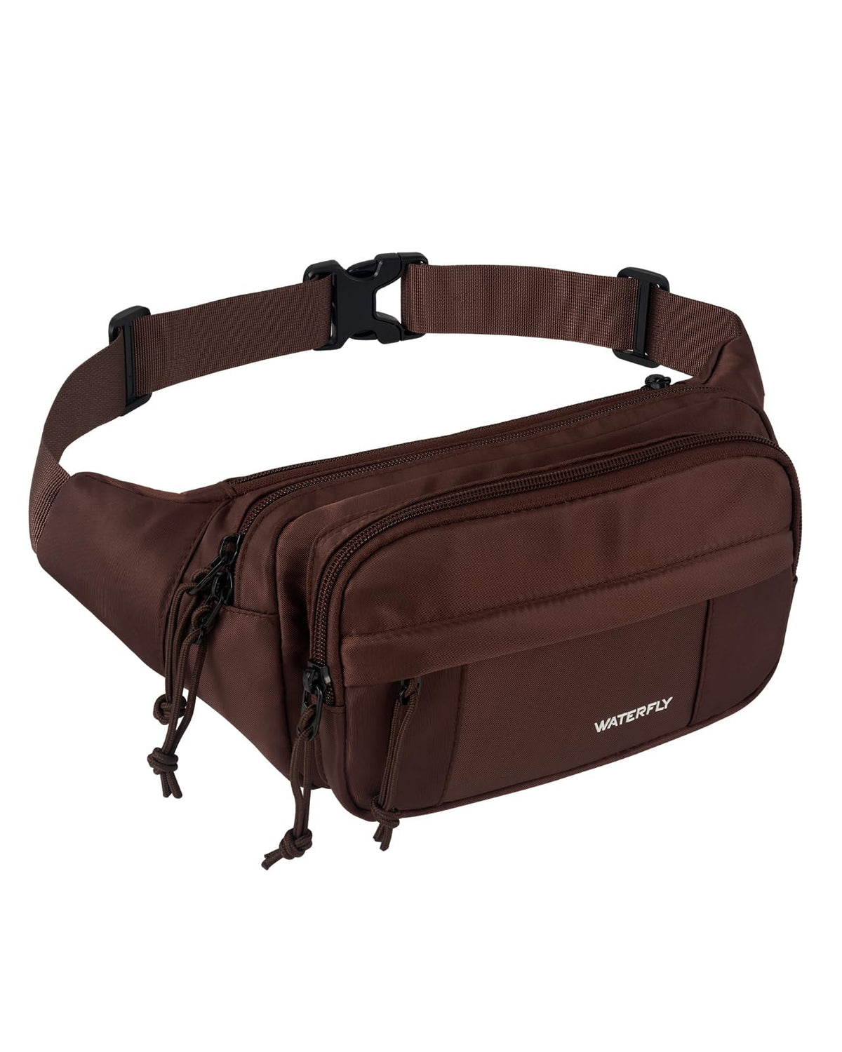 Waterfly fanny pack large pocket showing ample storage for travel and daily items.
