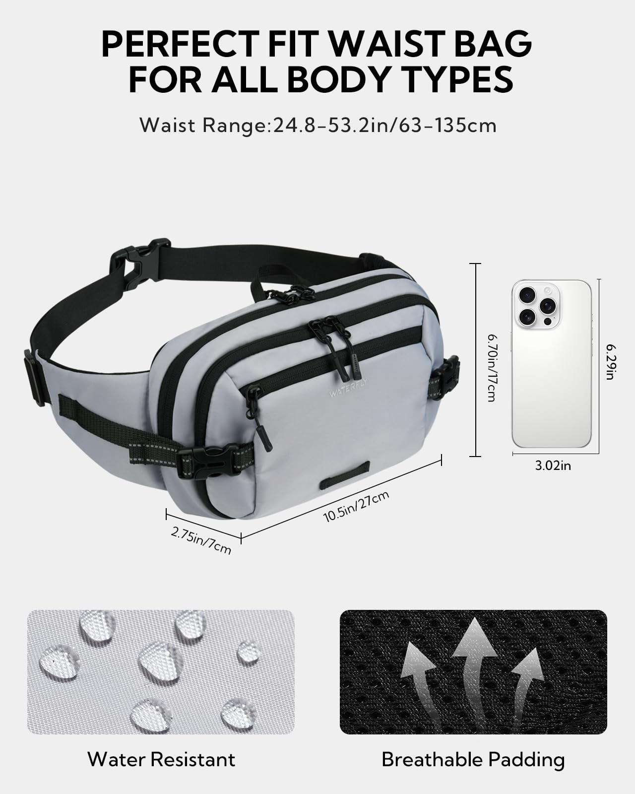 Waterfly fanny pack with multiple pockets keeps belongings organized on hikes.