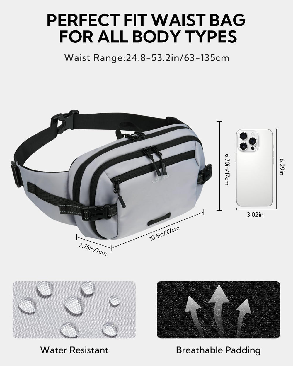 Waterfly fanny pack with multiple pockets keeps belongings organized on hikes.