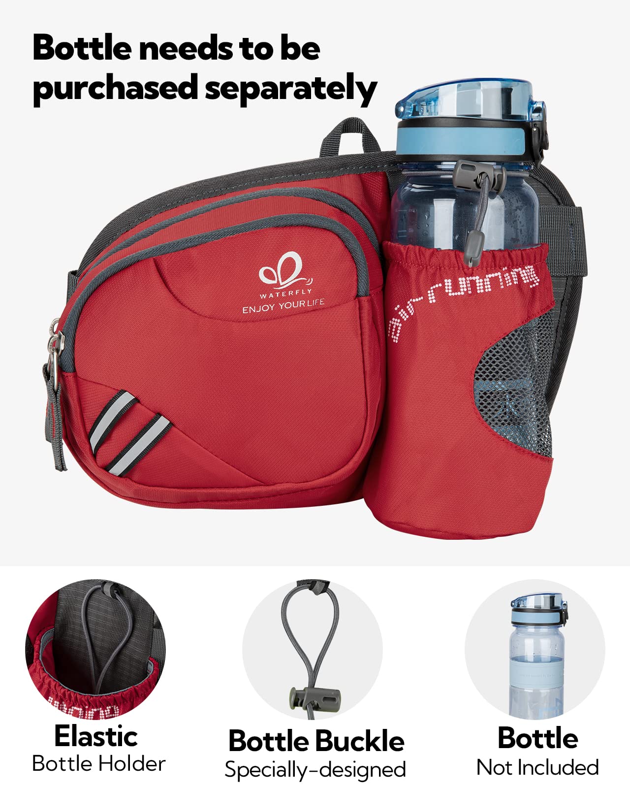 Waterfly fanny pack rainproof material protects belongings in wet weather.