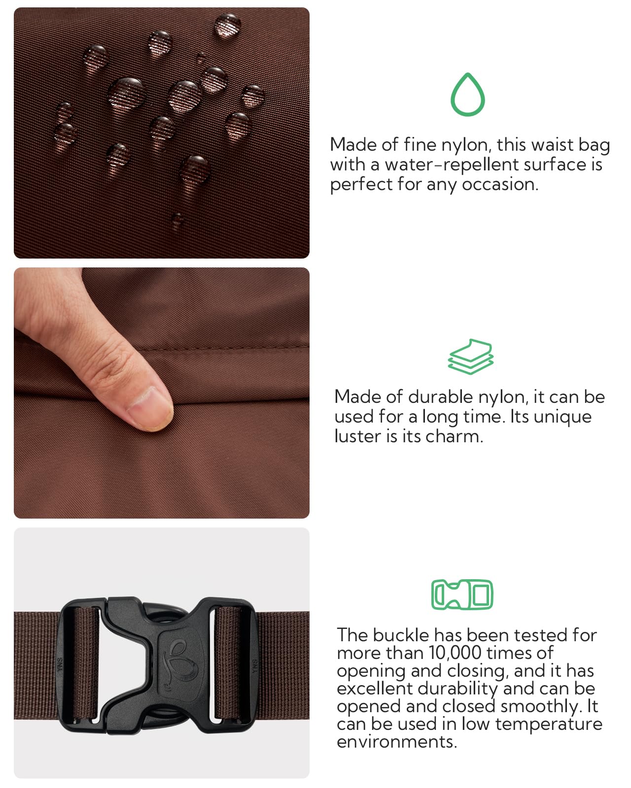 Waterfly fanny pack zipper detail emphasizing smooth operation for quick access.