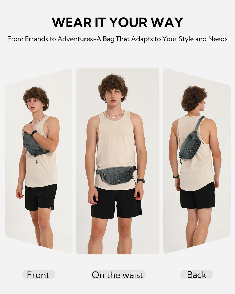 Waterfly lightweight fanny pack rear pocket showing RFID-blocking lining for secure cards.
