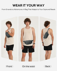 Waterfly lightweight fanny pack rear pocket showing RFID-blocking lining for secure cards.