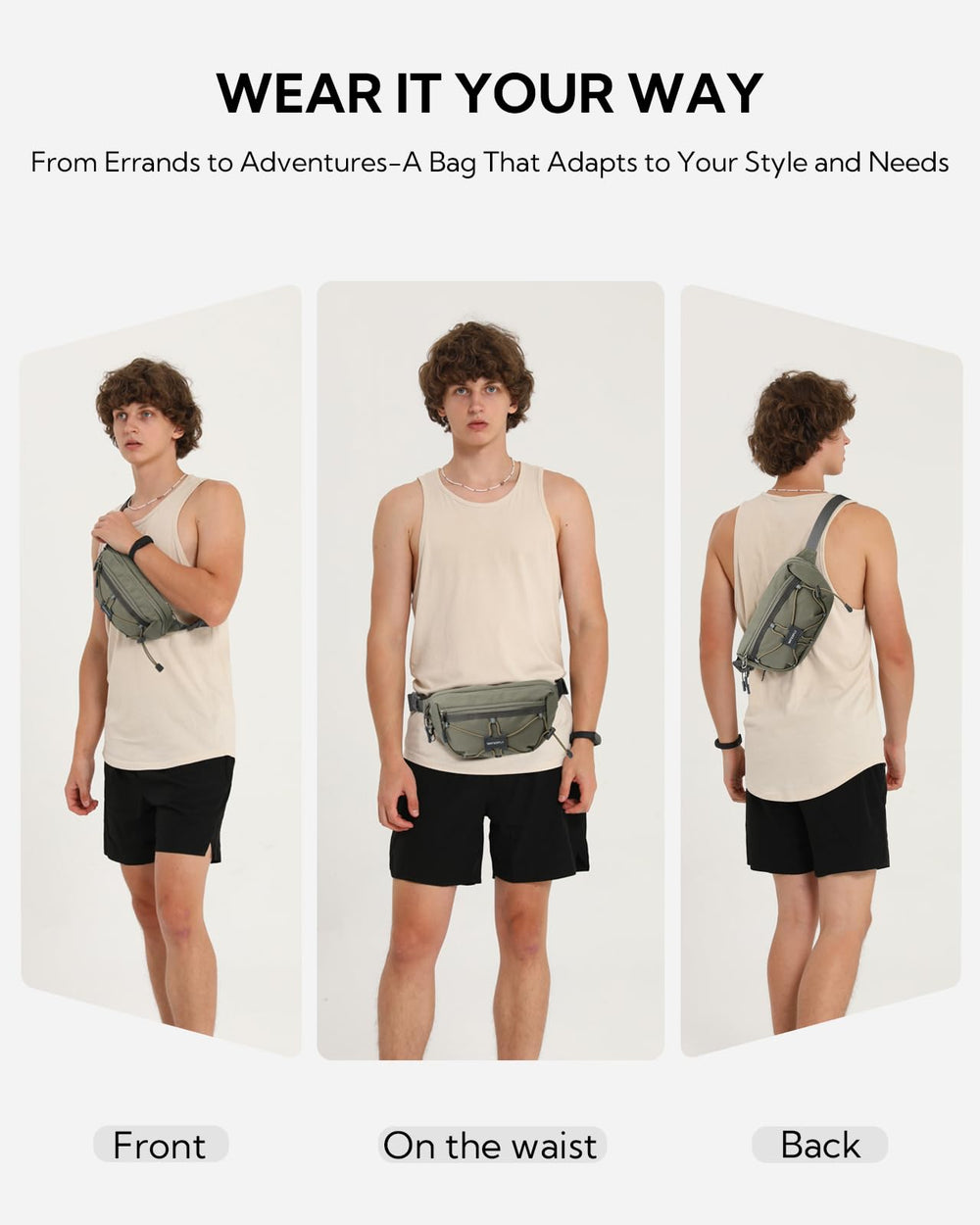 Waterfly lockable front zipper highlighting anti-theft design for on-the-go security.