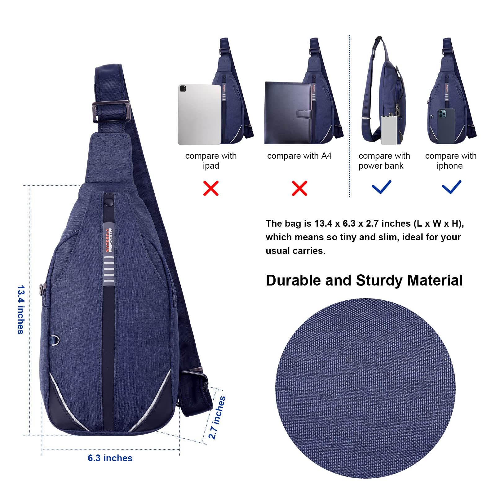 Waterfly open compartment reveals organized pockets for daily carry