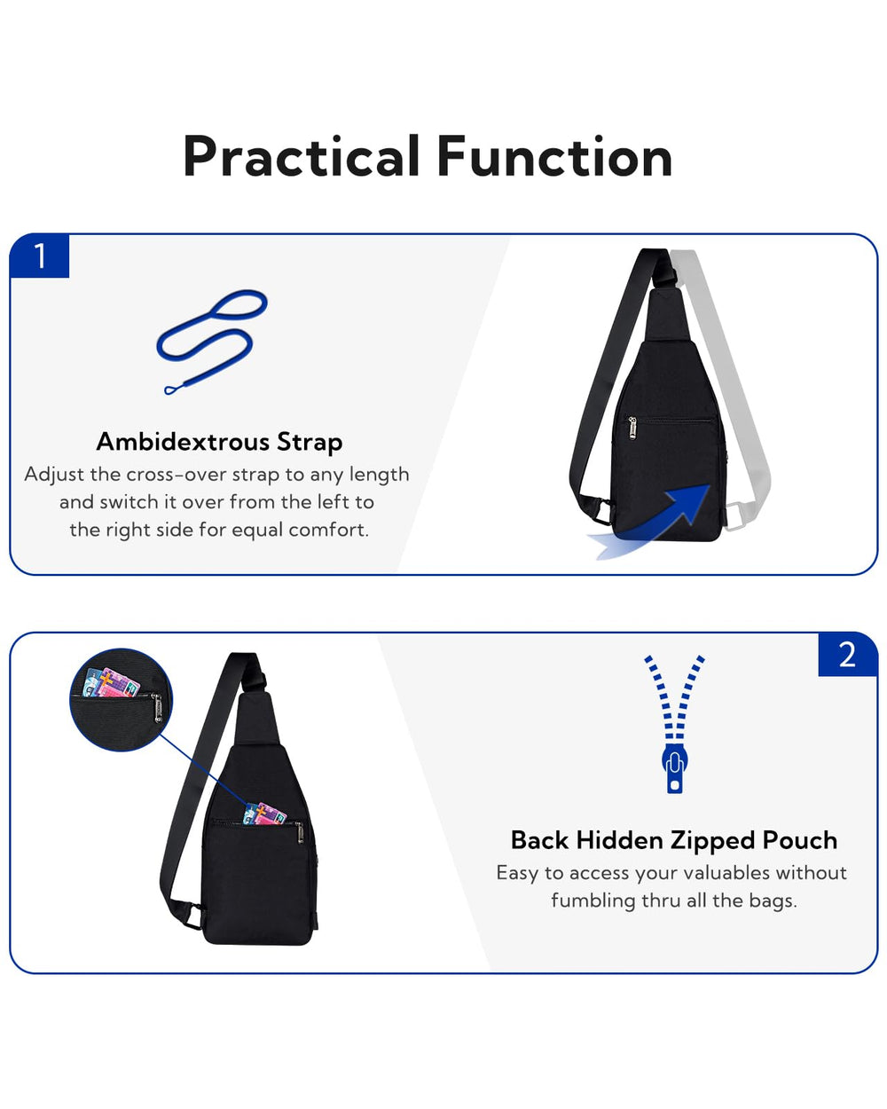 Waterfly front pocket with magnetic snap enables quick access on the go