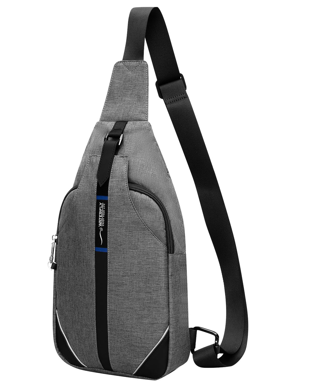 Waterfly medium crossbody sling backpack front view with anti-theft zipper for secure travel.