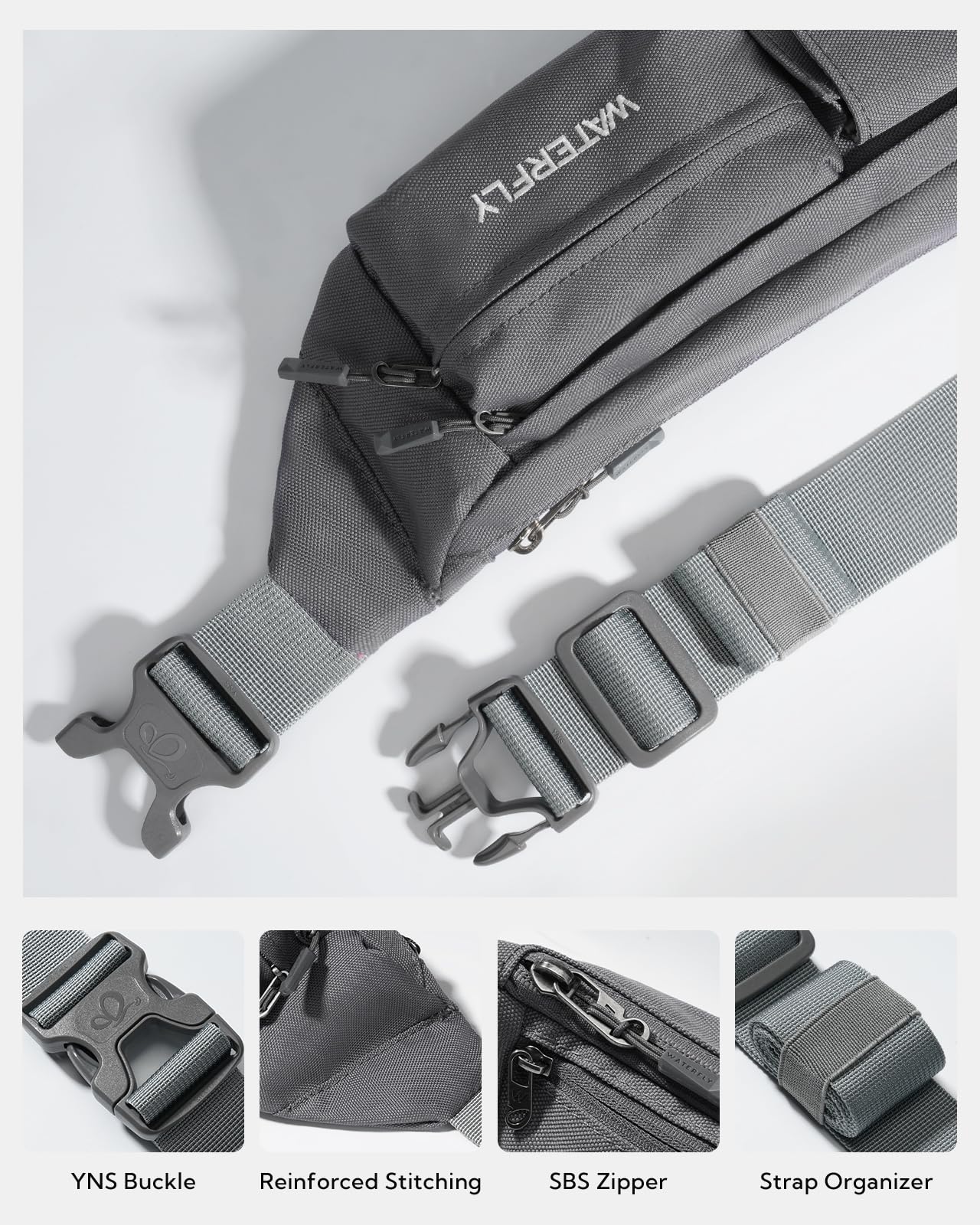 Waterfly crossbody versatility suited for travel, hiking, and everyday errands.
