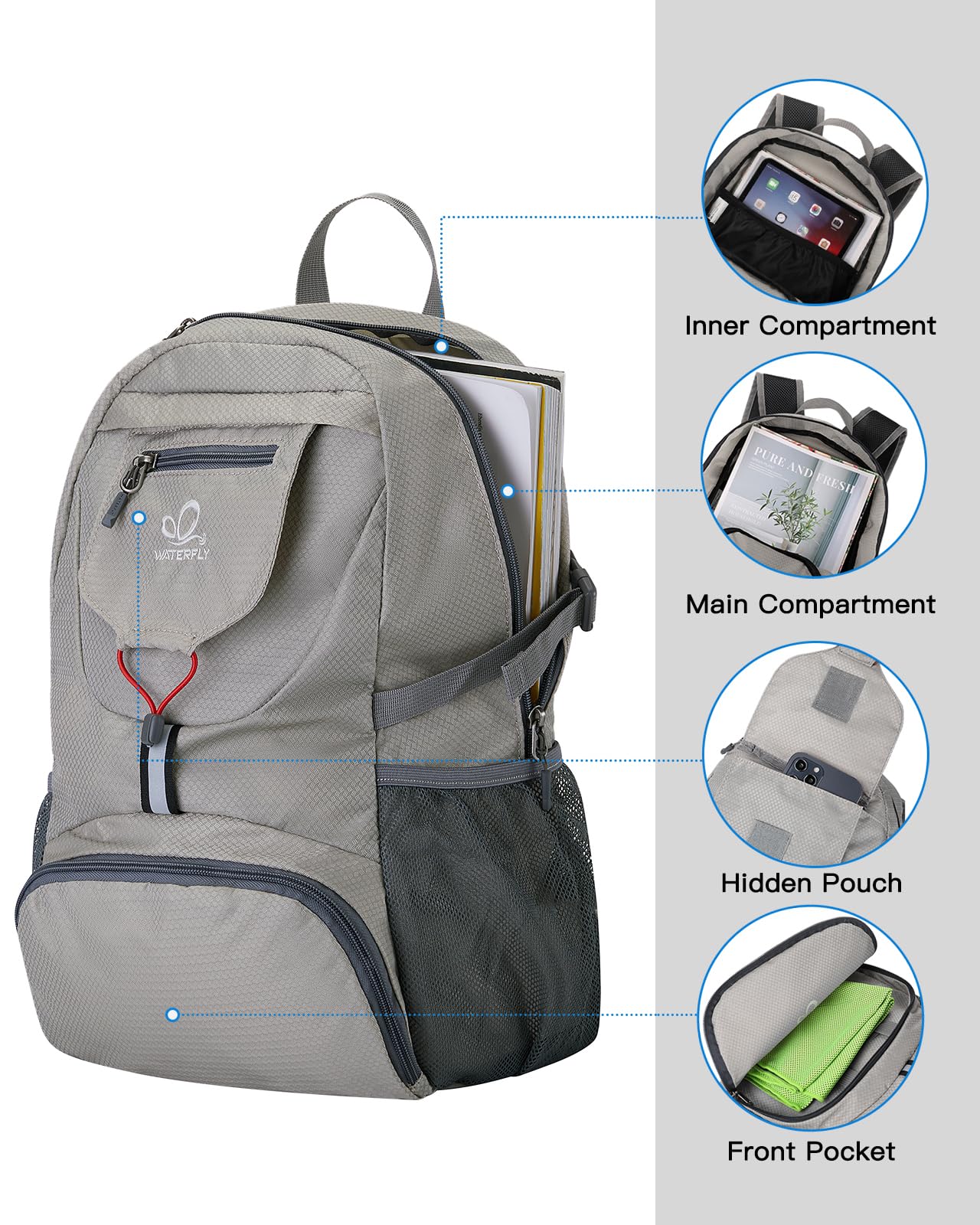 WaterFLY multiple compartments with front pockets for organization