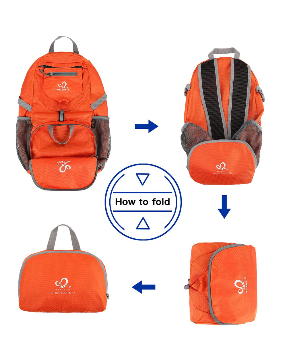Waterfly packable backpack suited for hiking, city trips, and daily use