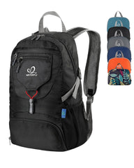 Waterfly packable backpack folded compactly for easy travel storage.