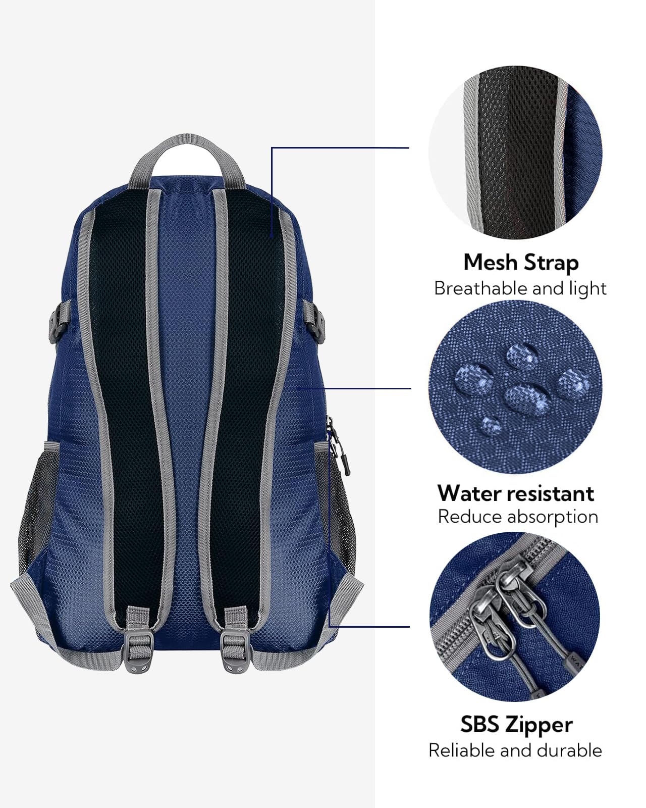 Front pockets and main compartment keep essentials organized on hikes.