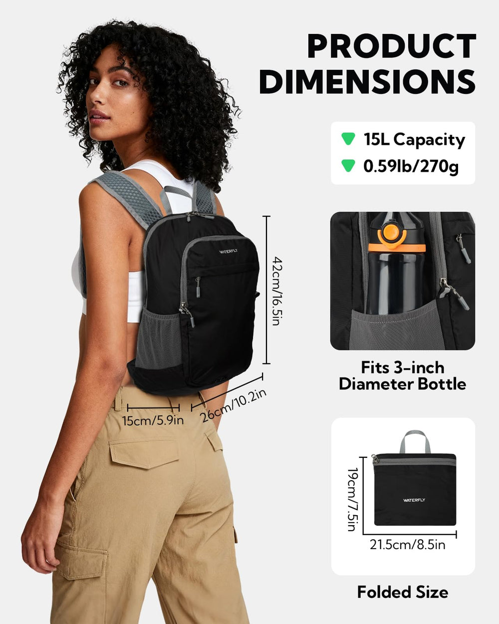 Waterfly packable backpack made of durable nylon for outdoor use