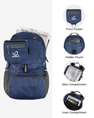 WATERFLY recycled nylon fabric emphasizes durable outdoor backpack construction.