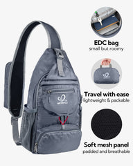 Waterfly Packable Sling Bag wallet-to-go interior reveals versatile storage for daily essentials.