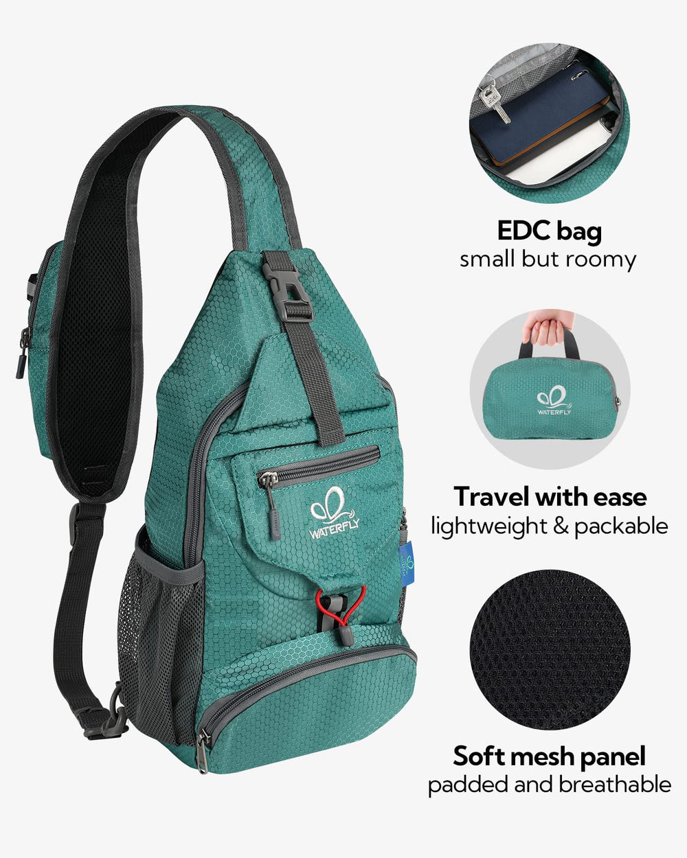 WATERFLY adjustable strap shows customizable fit for comfort
